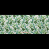 Green Banana and Palm Leaves Printed Ivory Linen Woven
