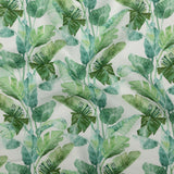 Green Banana and Palm Leaves Printed Ivory Linen Woven