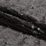 Mesh with Sequins - Metallic Black Cracking Spots on Black