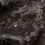 Mesh with Sequins - Metallic Black Cracking Spots on Black