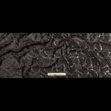 Mesh with Sequins - Metallic Black Cracking Spots on Black