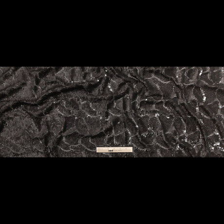 Mesh with Sequins - Metallic Black Cracking Spots on Black