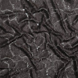 Mesh with Sequins - Metallic Black Cracking Spots on Black