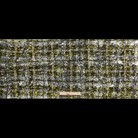 Mesh with Baby Sequins - Metallic Green and Silver on Black