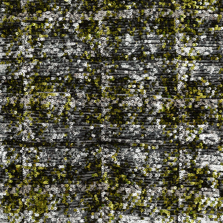 Mesh with Baby Sequins - Metallic Green and Silver on Black