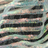 Netting with Baby Sequins - Aqua and Pink Iridescent Stripes on White
