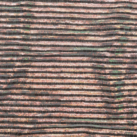 Netting with Baby Sequins - Aqua and Pink Iridescent Stripes on White