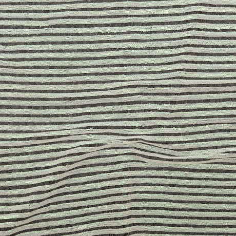 Netting with Baby Sequins - Glittery Green and Pink Iridescent Stripes on White