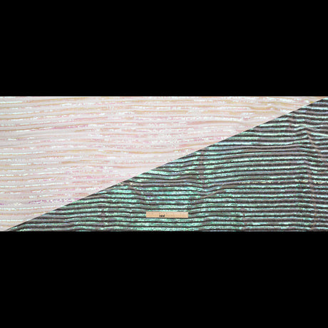 Netting with Baby Sequins - Green, Blue and Pink Iridescent Stripes on White