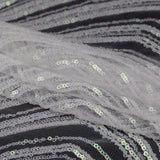 Glittery Green and Pink Iridescent Chevron Baby Sequins on White Tulle