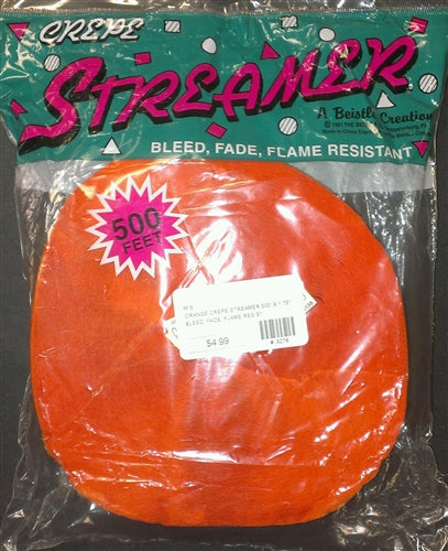 Orange Crepe Streamer - 500 Feet