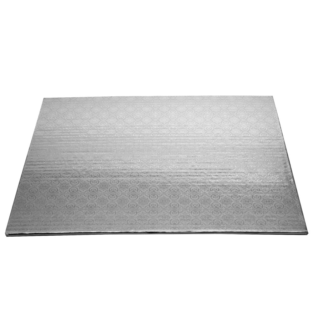 O'Creme Half Size Rectangular Silver Foil Cake Board, 1/4" Thick, Pack of 10