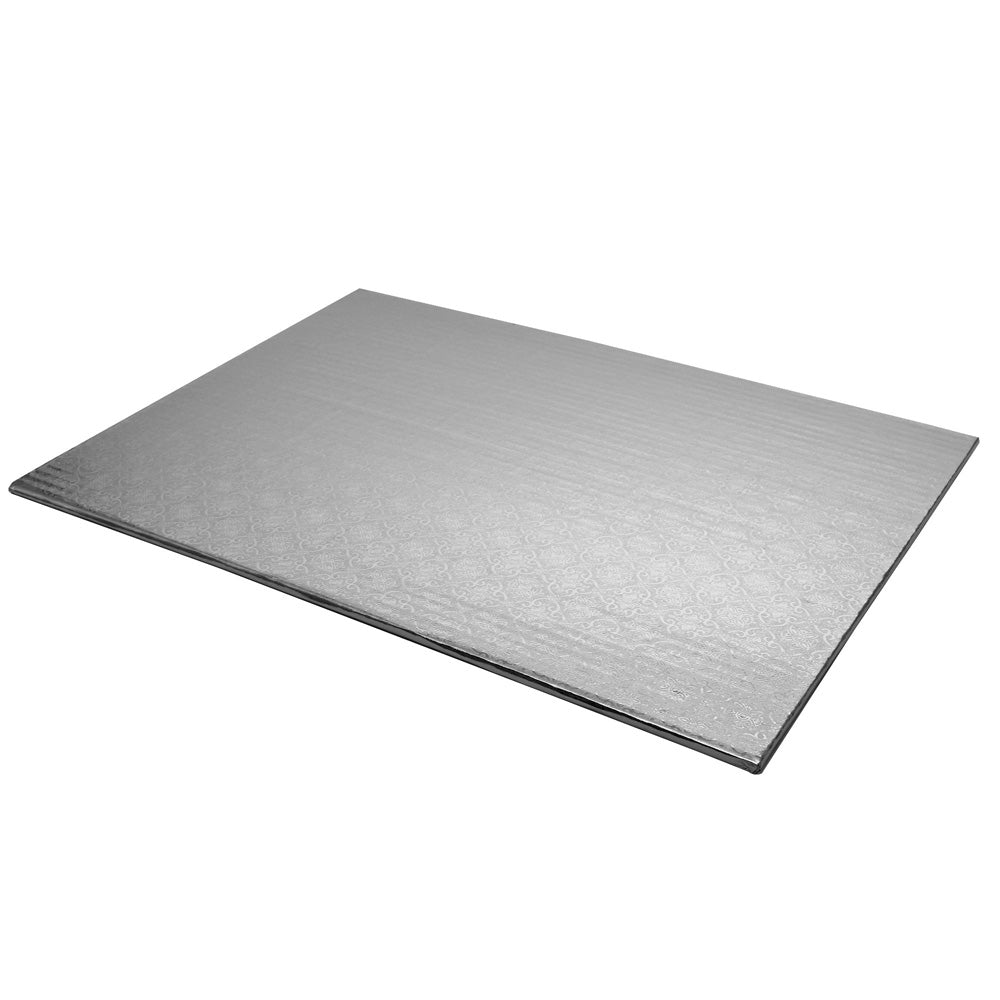 O'Creme Half Size Rectangular Silver Foil Cake Board, 1/4" Thick, Pack of 10