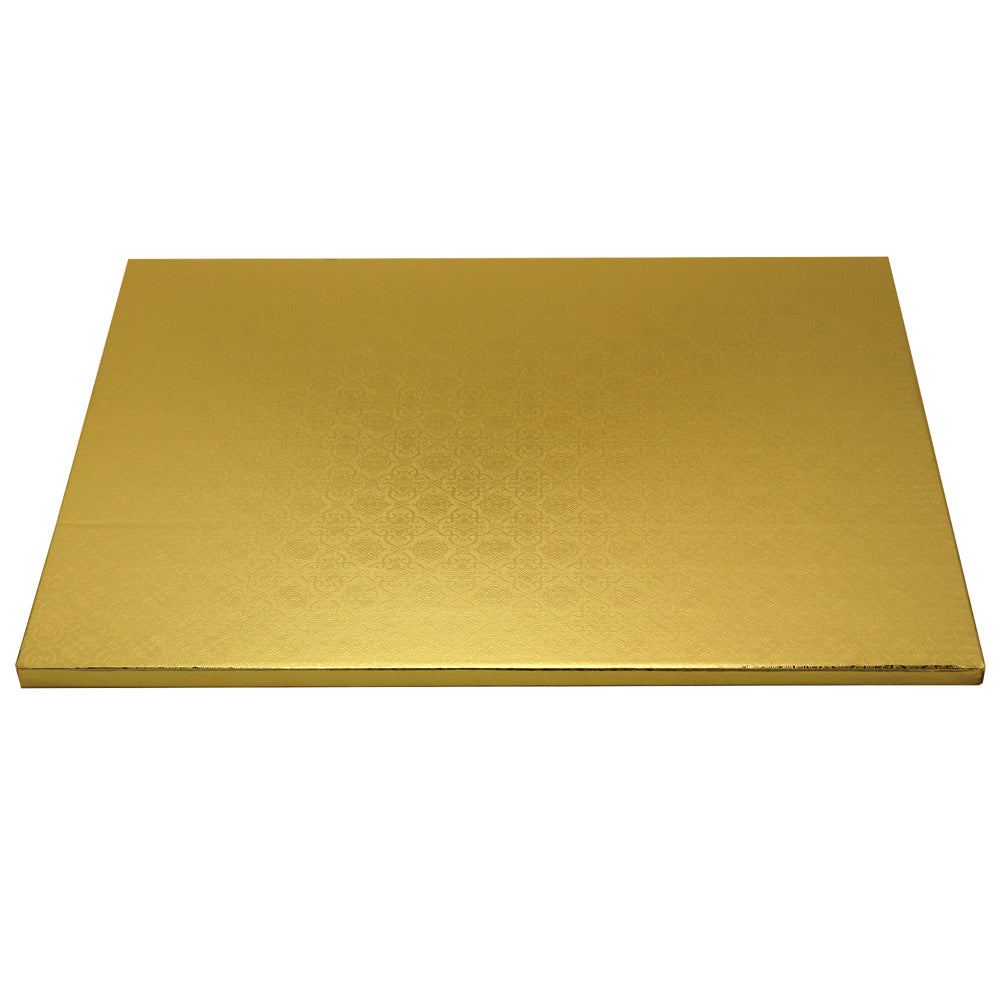 O'Creme Full Size Rectangular Gold Foil Cake Board, 1/2" Thick, Pack of 5