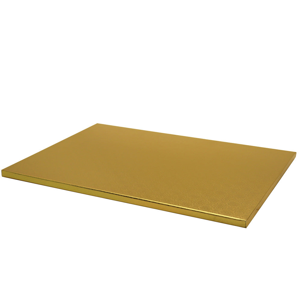 O'Creme Quarter Size Rectangular Gold Foil Cake Board, 1/2" Thick, Pack of 5