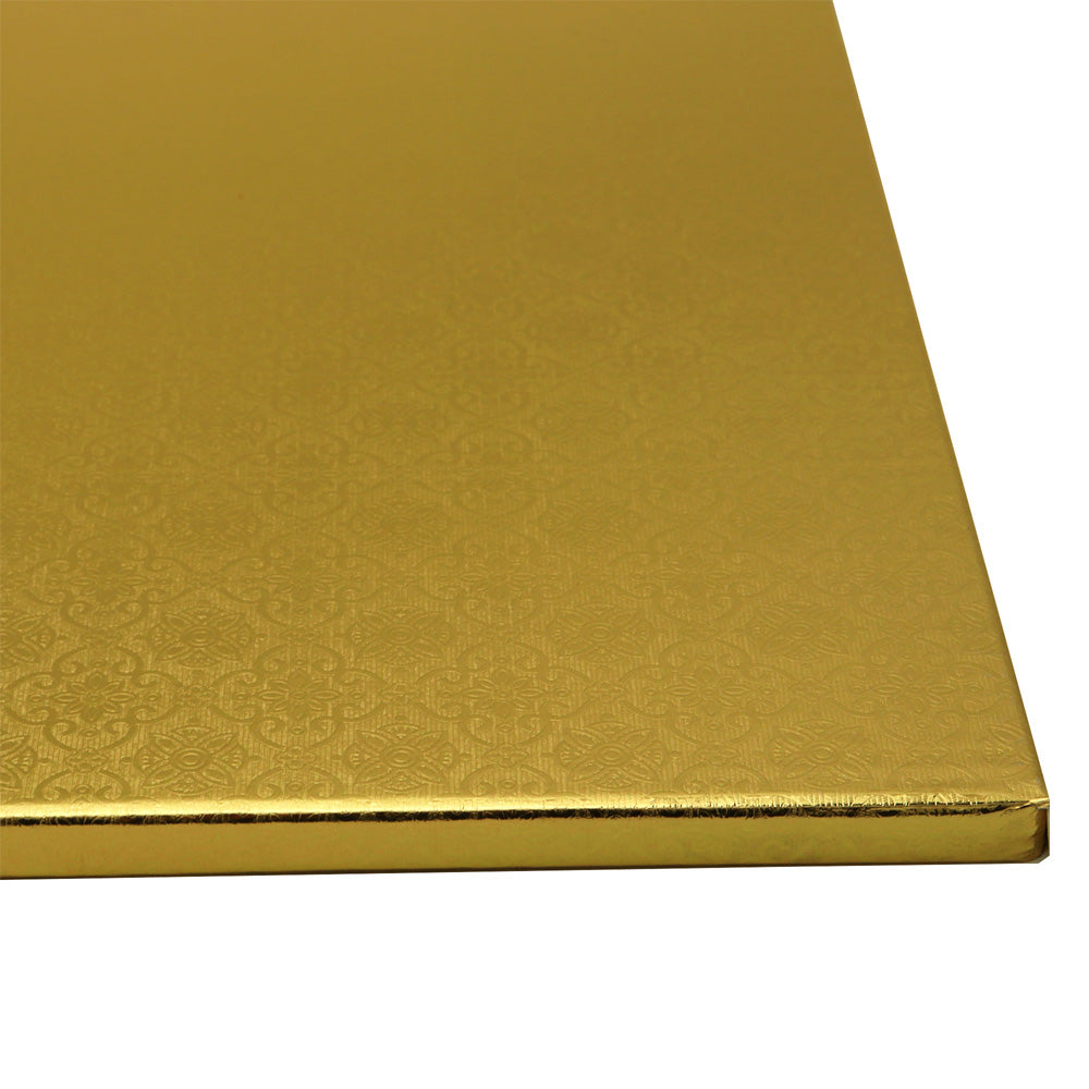O'Creme Half Size Rectangular Gold Foil Cake Board, 1/2" Thick, Pack of 5