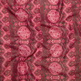 Cardinal Red Damask Cotton Voile with Metallic Gold Stripes