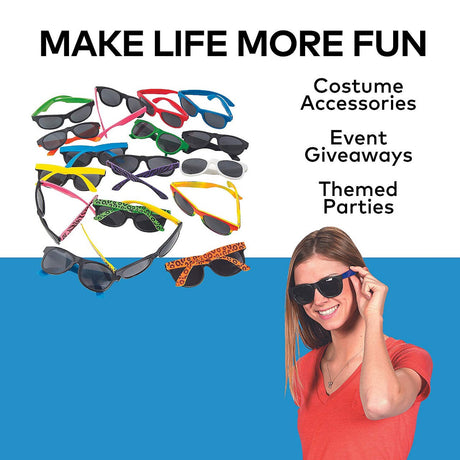 Adults Solid Colored & Patterned Sunglasses Assortment – 5" x 5", 48 Pc