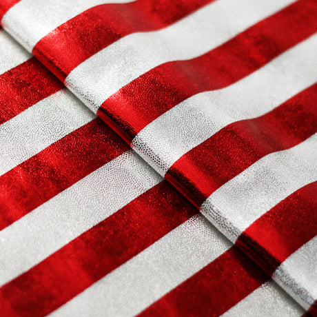 Matrix Stars And Stripes Nylon Spandex Fabric - Red Blue Silver Stars And Stripes Hologram, 58-60" Width (1 Yard)