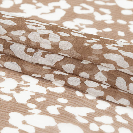 Wicker Ground and Cream Cobb Abstract Crinkled Silk Chiffon