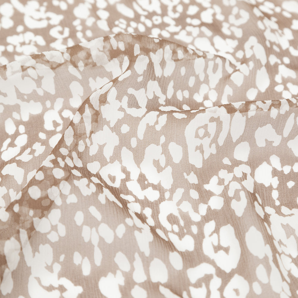 Wicker Ground and Cream Cobb Abstract Crinkled Silk Chiffon