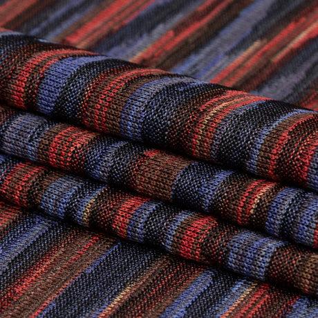 Deep Well and Chili Oil Tactile Striped Polyester Knit