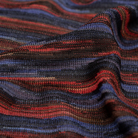 Deep Well and Chili Oil Tactile Striped Polyester Knit