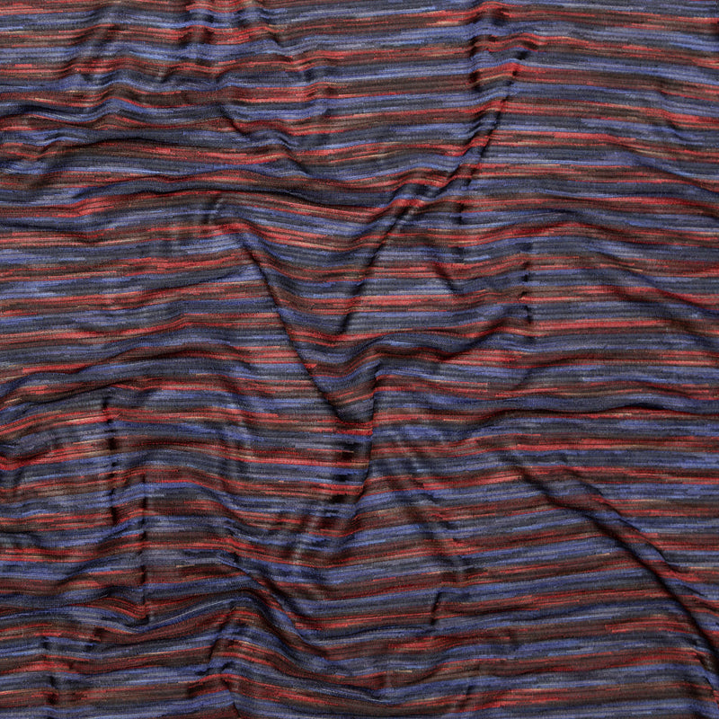Deep Well and Chili Oil Tactile Striped Polyester Knit