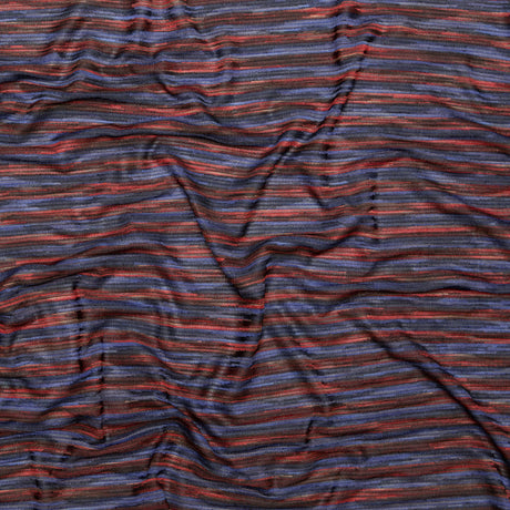 Deep Well and Chili Oil Tactile Striped Polyester Knit