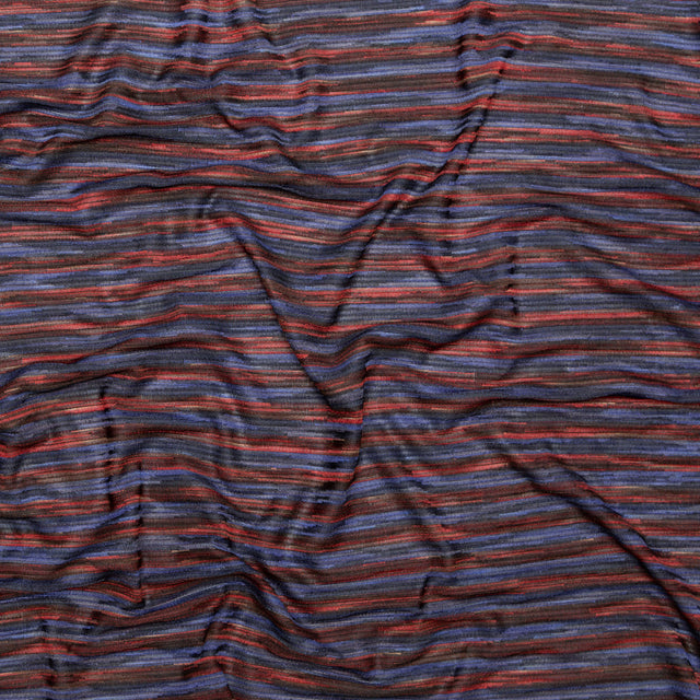 Deep Well and Chili Oil Tactile Striped Polyester Knit