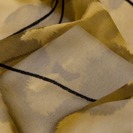 Warm Brown and Black Abstract Flocked Polyester Chiffon