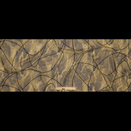Warm Brown and Black Abstract Flocked Polyester Chiffon