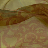 Rich Metallic Gold and Merlot Scroll Printed Organza Lame
