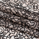 Peach Floral Chantilly Lace with Black Abstract Cording