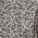 Peach Floral Chantilly Lace with Black Abstract Cording