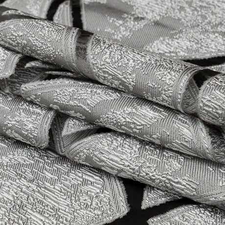 Silver and White Geometric Burnout Jacquard