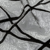 Silver and White Geometric Burnout Jacquard