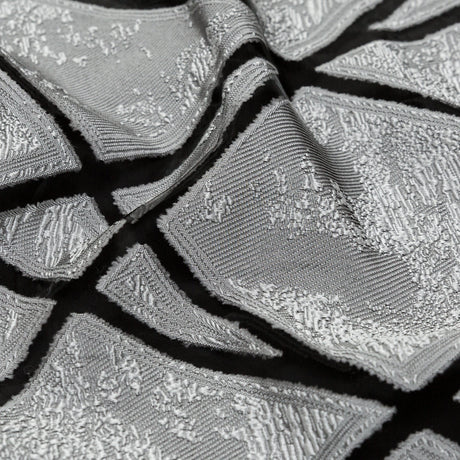 Silver and White Geometric Burnout Jacquard