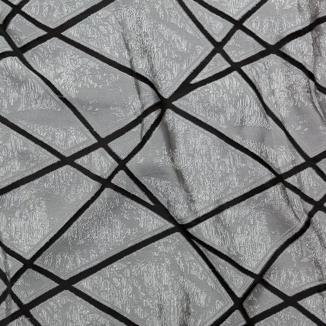 Silver and White Geometric Burnout Jacquard