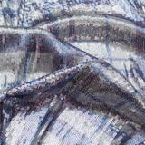 Italian Silver Circle Baby Sequins on Periwinkle, Lavender and White Plaid Mesh
