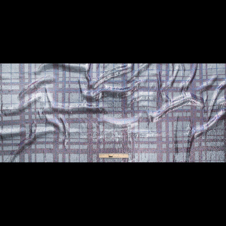 Italian Silver Circle Baby Sequins on Periwinkle, Lavender and White Plaid Mesh