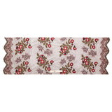Italian Red, Gold and Green Metallic Floral Embroidery on Brown Tulle with Finished Edges