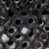 Italian Black 3D Floral Circle Paillette Sequined Tulle