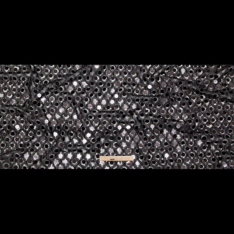 Italian Black 3D Floral Circle Paillette Sequined Tulle