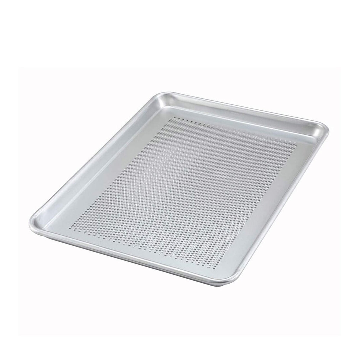 18" L x 13" W Half Size Perforated Sheet Pan 18 Gauge Aluminum Closed Bead Edge