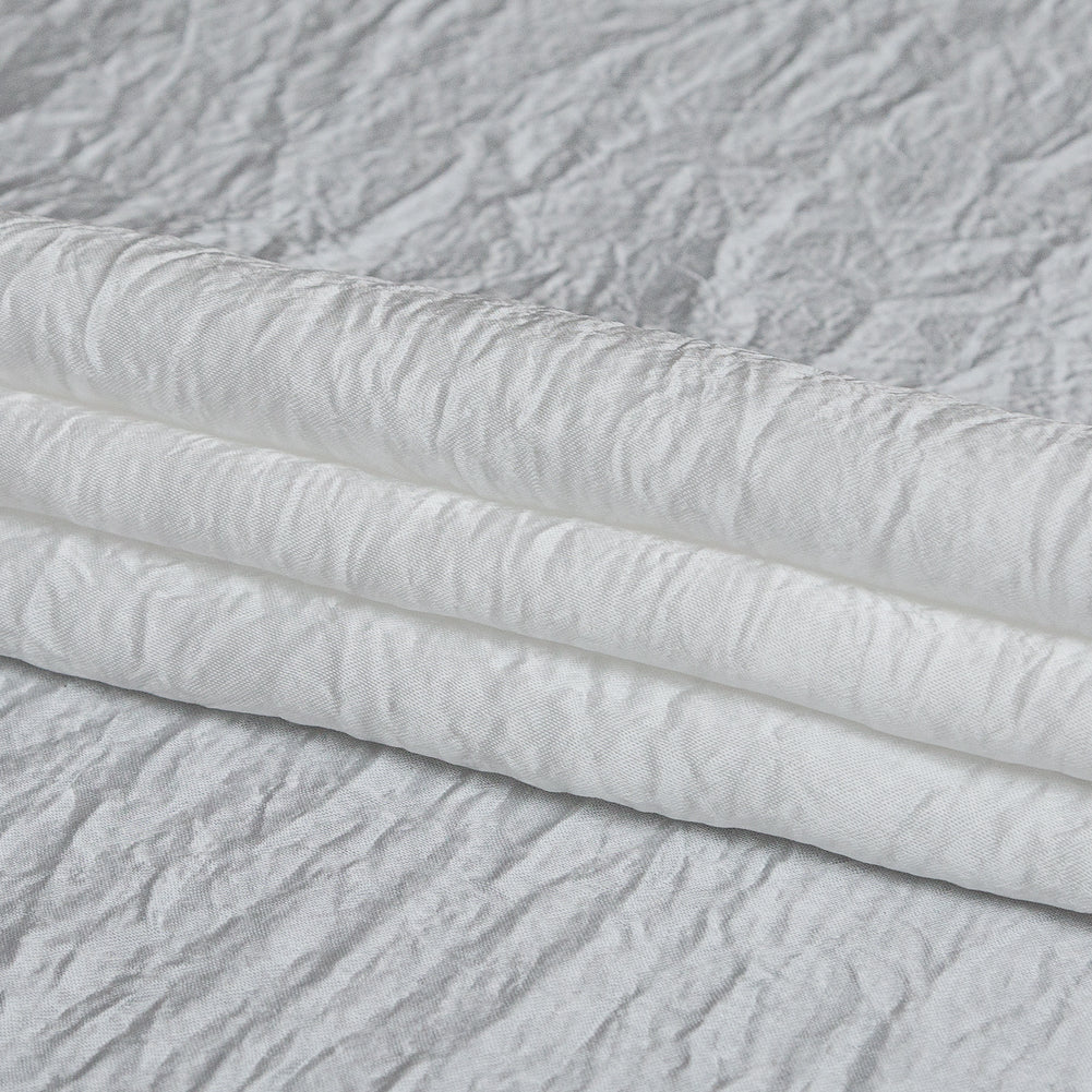Italian White Wrinkled Polyester Satin