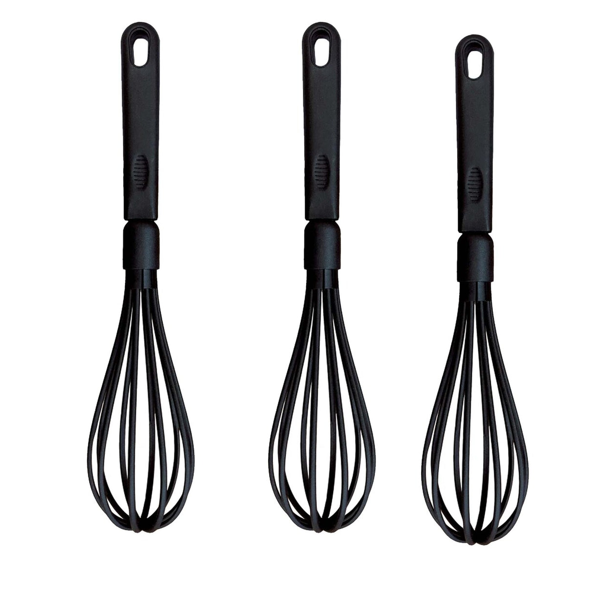 12" Nylon Piano Wire Whisk Black Flexible Design