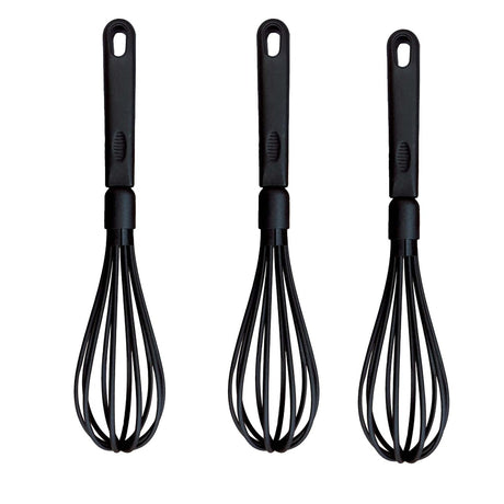 12" Nylon Piano Wire Whisk Black Flexible Design