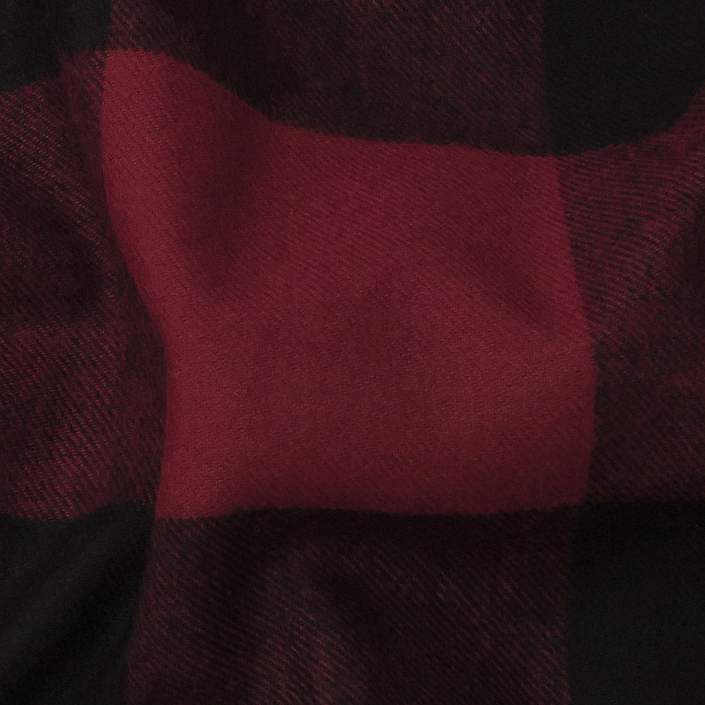 Buffalo Check Cotton Flannel - Black and Red - Seco Collection