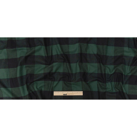 Buffalo Check Cotton Flannel - Black and Green - Seco Collection